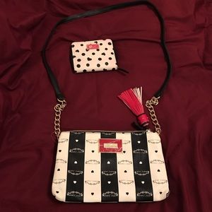 Betsey Johnson black & white purse & wallet combo
